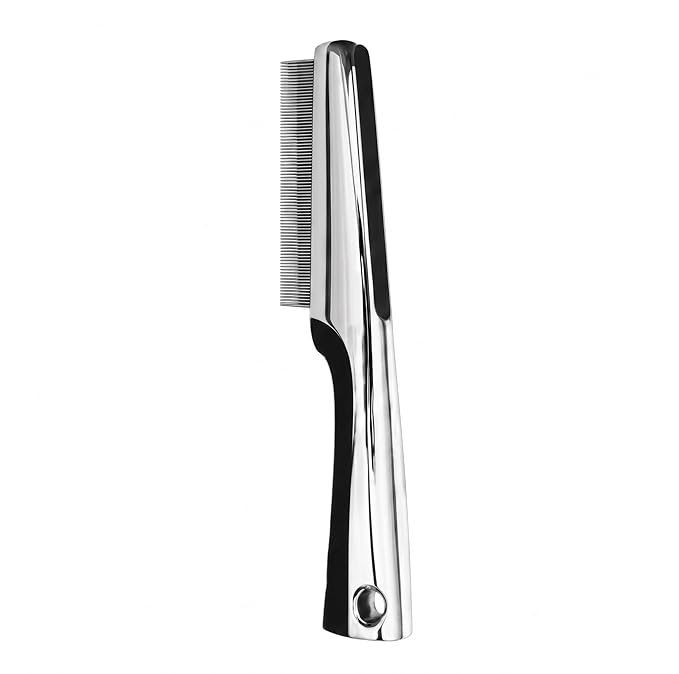 Resco Professional Flea and Face Comb, Anti-Static for Grooming Pets Very Fine Pin Spacing, Chrome