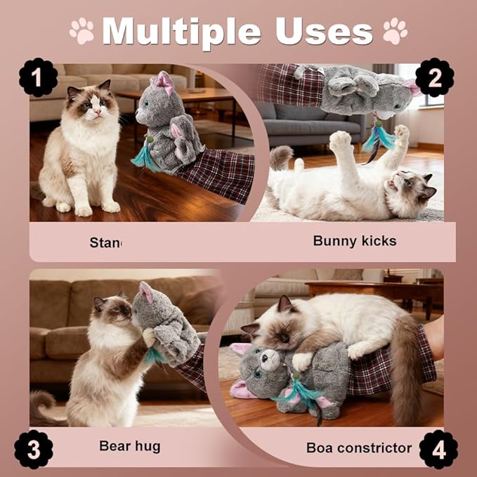 Cat Wrestling Glove with Bell & Catnip - Cats Puppet Wrestler with Tough Padding for Safe Play, Interactive Puppet Toy for Indoor Play, Exercise & Boredom Relief, Family Bonding & Feline Training