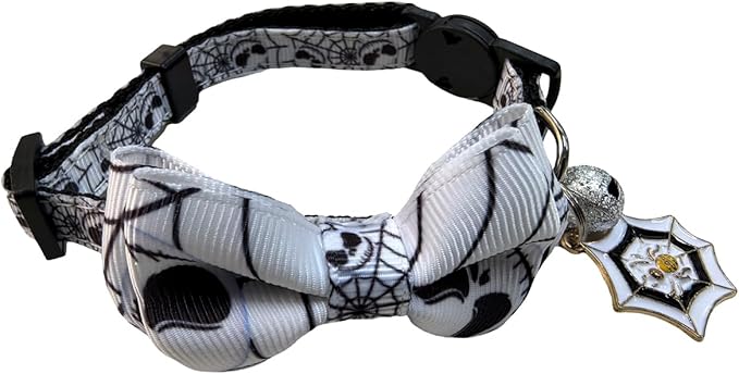 Pocoukate Cat Collar with Bells, Kitten Collar with Bell Breakaway Safety Buckle, Adjustable Kitten Collar for boy Girl Cats, Perfect Pet Supplies, Halloween Elements