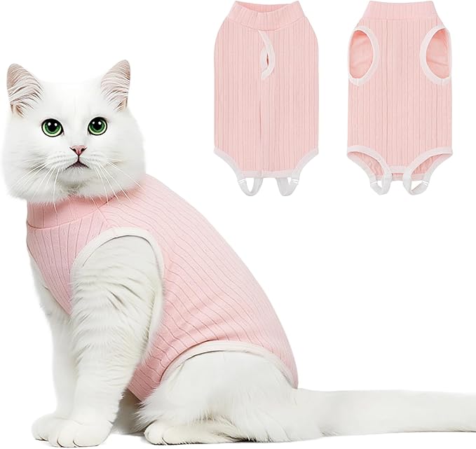 Coppthinktu Cat Recovery Suit for Female Cats After Spay, Breathable Cat Onesie Kitten Onesie Bodysuit, Cat Surgery Recovery Suit for Abdominal Wounds Anti Licking E-Collar Alternative