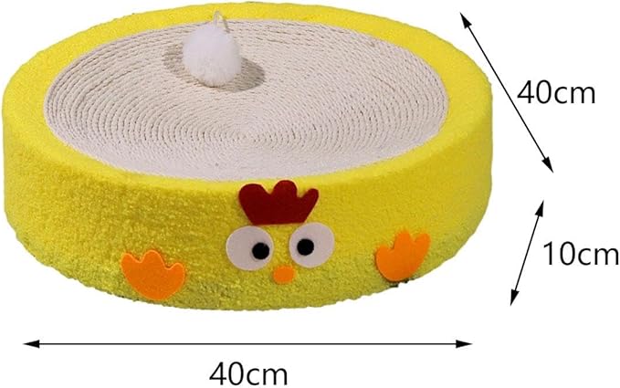 Cat Scratch Pad Bowl Nest Corrugated Cat Lounge Comfortable Claw with Interaction Ball Toy Furniture Protector, Yellow Circle