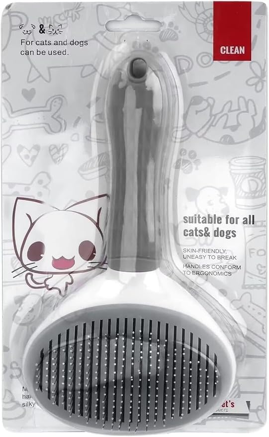 Pet Hair Removal Brush for Dog Cat Grooming Tool, Self Cleaning Slicker Hair Massage Comb Loose Undercoat Removes Tangles Fur Hair Slicker Brush for Puppy Kitten Bunny Massage-Pet Supplies (Gray)