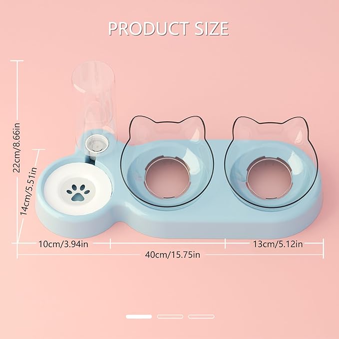 Multiple Purpose Cats and Dogs Double Bowl Automatic Water Feeding System Clear Visible Bowl and Travel