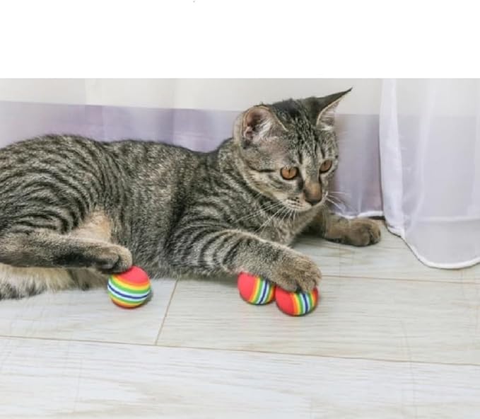 Bepets 12PCS Foam Balls for Cats, Colorful Rainbow Cat Toy Sponge Balls Soft Pet Toy