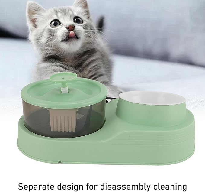 Cat Water Fountain and Food Bowl, Automatic Pet Water Dispenser with Cover, Cat Fountain Water Bowl Cat Feeding and Watering Supplies for Cats, Dogs, Multiple Pets