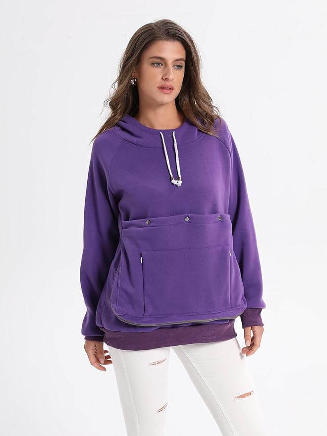 Unisex Cat Pouch Hoodie Long Sleeve Kitten Puppy Holder Hoodies Front Large Pouch Pet Carrier Sweatshirt