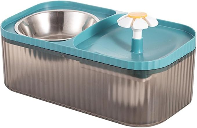 2-in-1 Cat Water Fountain & Dispenser with Double Bowl, Automatic Pet Water Dispenser, Cat Food & Water Bowl Set for Cats, Dogs, Pets