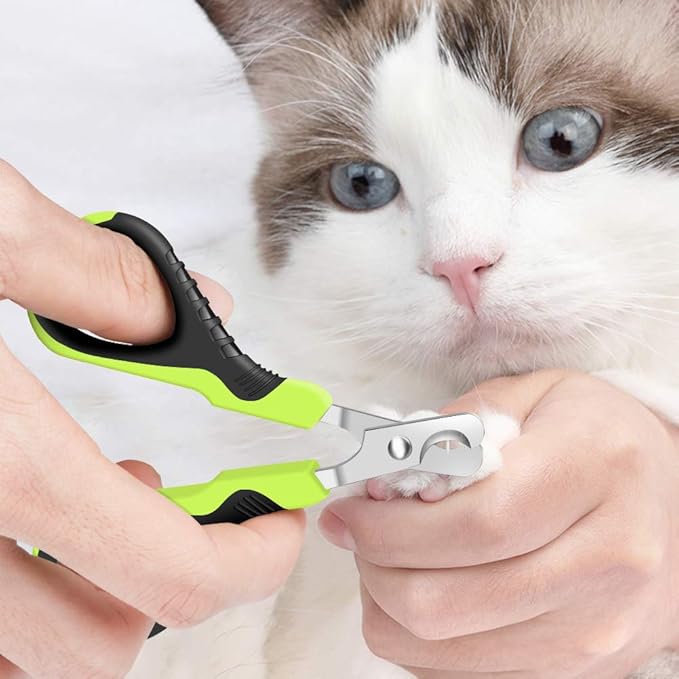 VICTHY 100pcs Cat Nail Caps with Clipper Set, Cat Nail Clipper + Nail Covers with Adhesive and Applicators Size Extra Small (5 COLORS)