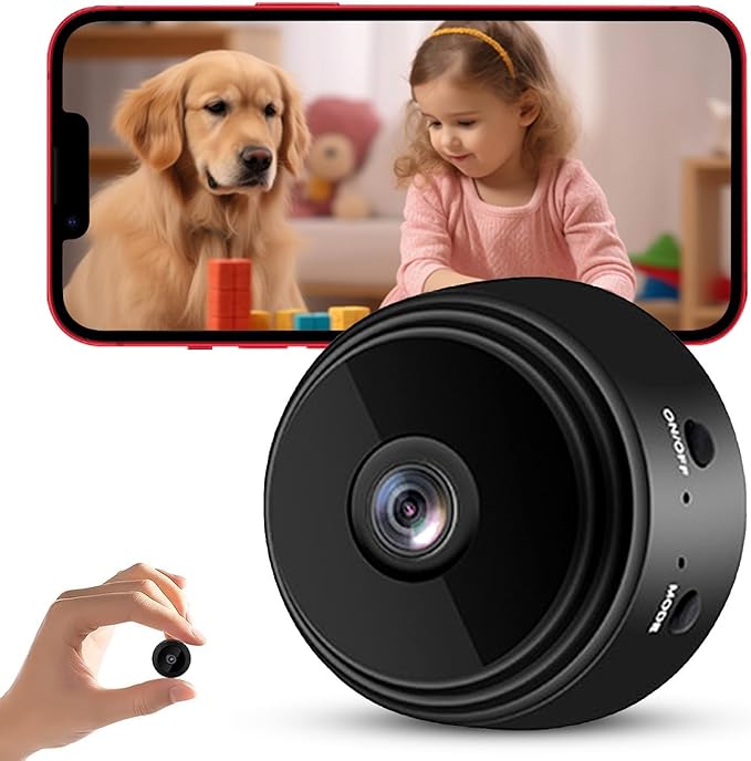 1080P Hidden Camera Spy Camera WiFi, Mini Nanny Cam with Night Vision, Motion Detection, Small Wireless Home Security Surveillance Cam for Indoor, Pet, Baby, Nanny Monitoring