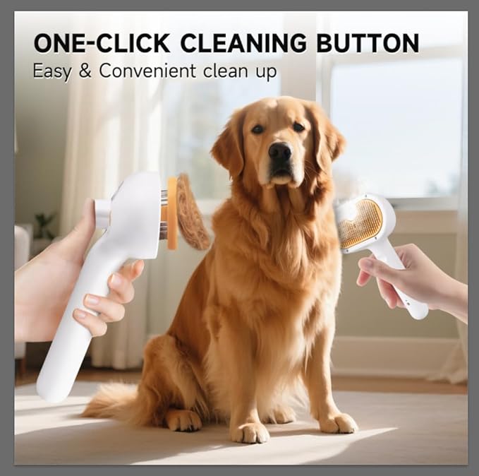 Pet Steam Brush for Dog & Cat – 3-in-1 Spray Hair Removal Comb for Shedding & Grooming, Softens Fur & Reduces Static – Water Brush for Long & Short Coats, Bath-Hating Pets, Includes Waterless Shampoo
