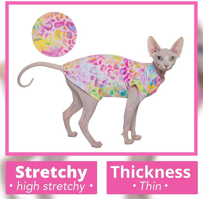 Sphynx Cat Cooling Shirt for Summer, Quick Dry Shirt Breathable UPF 50+ Shirt for Cats & Small Dogs Apparel, Summer Vest for Cats (Tie-Dye, Small(2-3.5lbs))