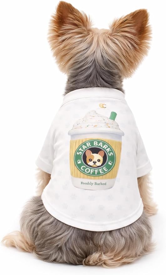Luxury Designer Dog T Shirt – Trendy Puppy Clothes for Small Dogs, Fashion Pet Tee for French Bulldogs & Chihuahuas, Everything Chic Dog Apparel (StarbarksTee, Medium)
