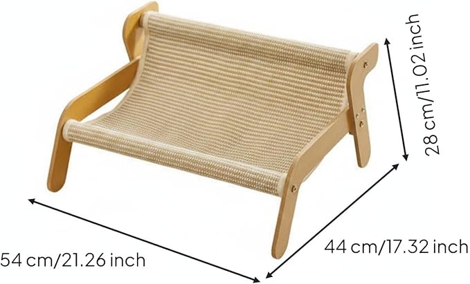 Cat Scratcher Bed No Shedding Cat Lounge Bed Animal Furniture for Hefty Cats, Linen Style