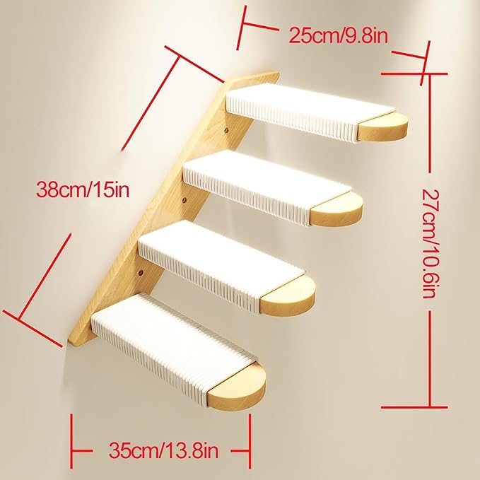 Cat Wall Furniture, Cat Wall Steps with Hemp Rope Covered, Cat Wall Stairs, Wall Mounted Cat Hammock, Cat Shelves for Sleeping, Climbing and Lounging (Color : 4-Layer Ladder)