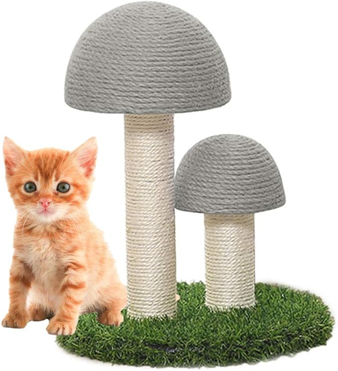 Cat Scratching Post Mushrooms Scratching Post Simulated Lawn Cat Climbing Frame Sisal Cat Scratcher Kittens Toy Home Furniture Protection Grey