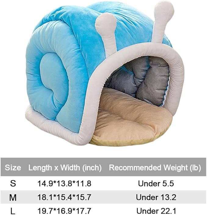 Snail Shape Cat Bed Cave, Cozy Enclosed Hideaway for Indoor Cats & Small Dogs, Warm Winter Covered Bed with Non-Slip Bottom, Cute Cat House Indoor for Kittens to Sleep (S)