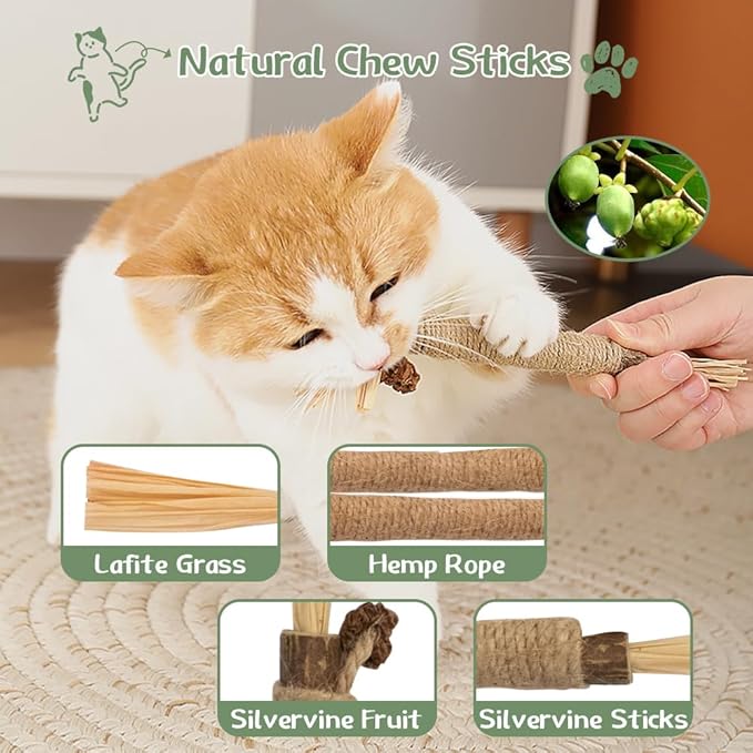 Cat Toys 40 Pack - Interactive Variety Set for Cats & Kittens with Cat Wand Toys, Feather Toys, Crinkle Balls, Springs & Silvervine Sticks to Reduce Anxiety & Destructive Behaviour