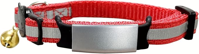 Personalized Reflective Cat Collars with Name Tag, Engraved Custom with Name and Phone, Nylon Breakaway Adjustable Identification Collar for Small, Medium, Kitty Cats