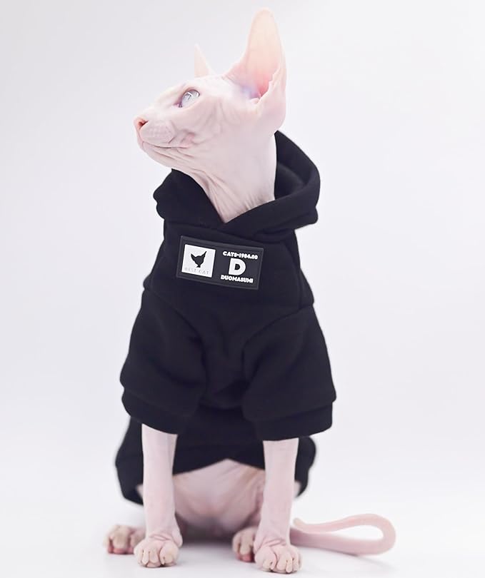 Sphynx Cat Apparel Kitty Clothes Autumn and Winter Hairless Cat Outfits Bald Cat Clothes for Devon Rex Cats, Cornish Cats (Small)