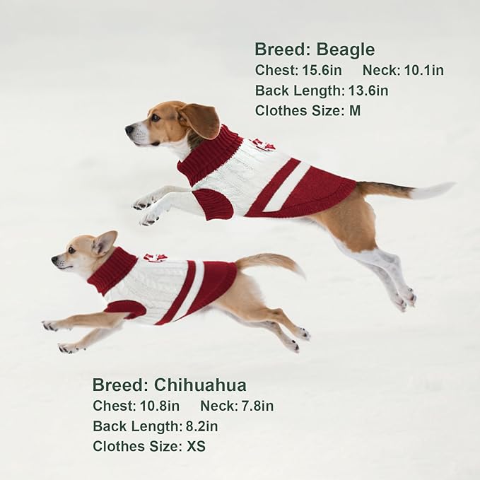 Dog Sweater Knitted for Small to Large Dogs Boy Girl, Classic Turtleneck Dog Christmas Sweaters, Warm & Soft Pet Clothes for Winter (Love Red, XS)