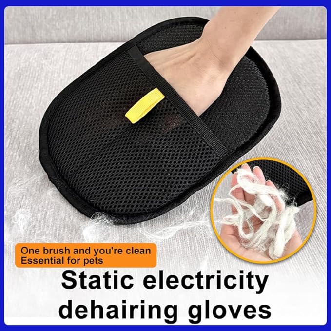 AllNOneStop Pet Hair Removal Glove for Cats &Dogs - Gentle Deshedding Grooming Mitt, Reusable Hair Remover for Furniture and Clothes
