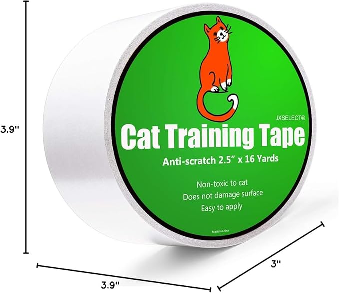 Anti-Scratch Tape for Furniture - Stop Cats from Scratching Couch, Chair Corners, Door Frames, Countertops, and Carpets, Clear Double-Sided Cat Training Tape, 2.5" x 16 Yards Roll