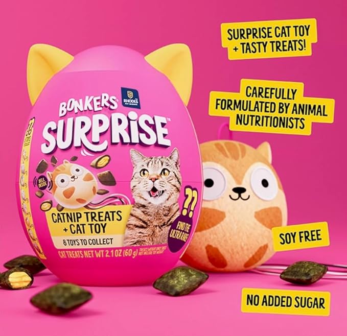 Bonkers Surprise Catnip Flavor Cat Treats with Cat Toy with Cat Spring Toys Bundle Pack!