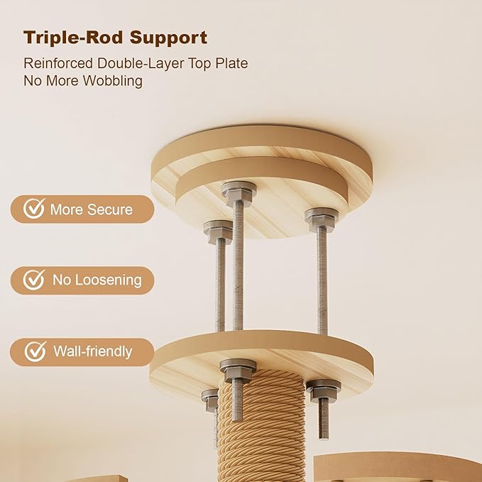 Modern Cat Tree Tower, Solid Wood Cat Condo with Scratching Posts, Multi-Level for Indoor Cats, Indoor Cat Furniture for Large Cats and Kittens (98")