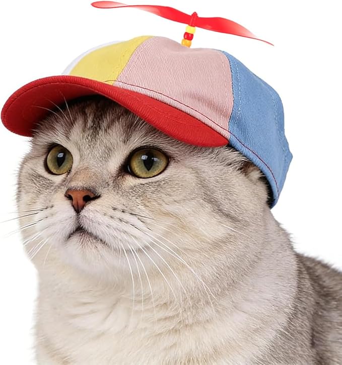 Pet Propeller Hat Cat Dog Colorful Pet Sun Protection Adjustable Baseball Cap Rainbow Pet Spinner Hat Funny Puppy Kitty Baseball Cap
