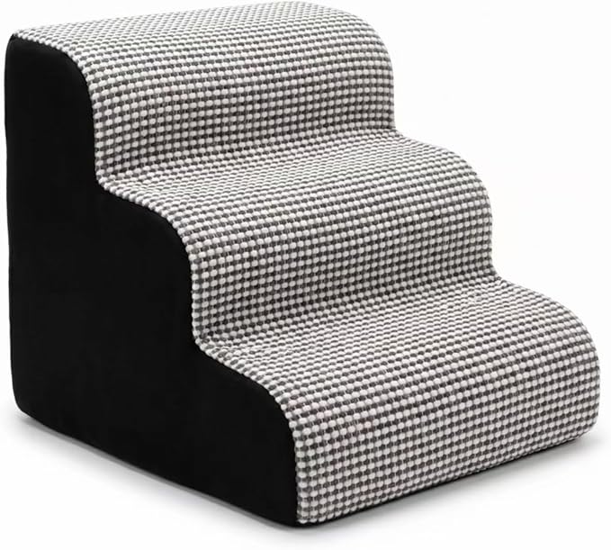 Dog Stairs for Small Dogs，35D Pet Stairs Steps 15” H with Durable Non-Slip Waterproof Fabric Cover, Slope Stairs to Bed for Small Dogs and Cats or Pets Joints, 3 Step Dog Ramp for Couch and Bed