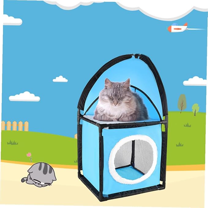 SUPVOX Double Cat Tree Furniture with Tunnel Design Cat Scratcher and Play House Removable Cushion Pet Bed Protects Furniture from Scratches