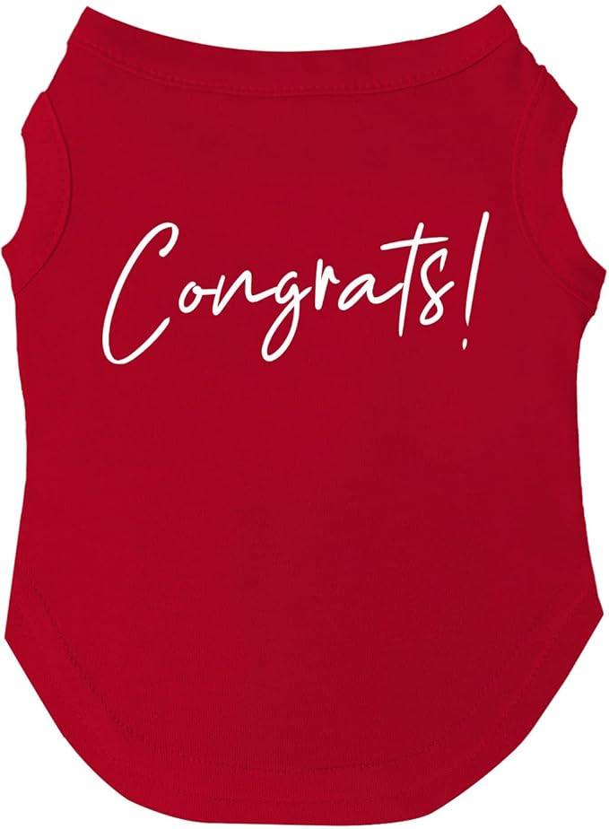 Congrats! Dog Tee Shirt | Sleeveless | School Graduation Ceremony Party | Class of 2025 2026 2027 | Mom Dad Graduation Prop |Red, 4X-Large (438)