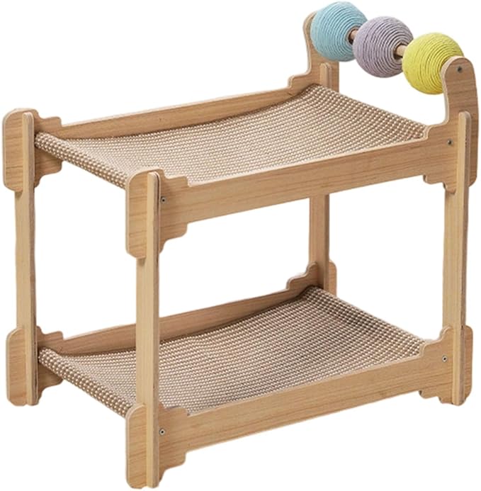 Layer Cats Sisal Pad Wood Construction Indoor Scratcher Tree House for Rest Furniture Protections Wooden Bed with Post