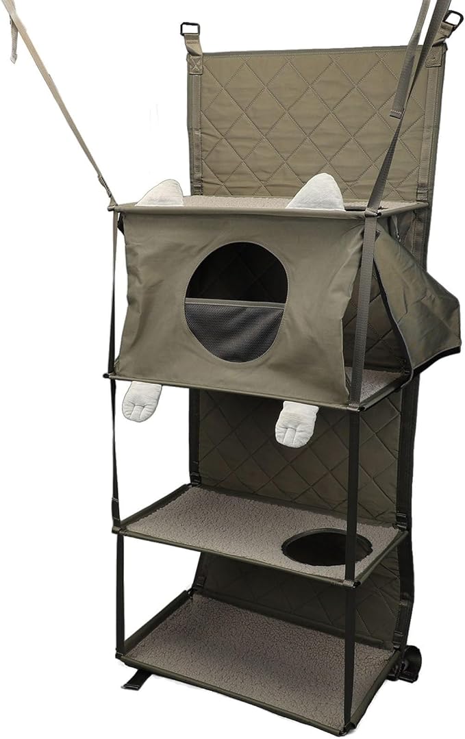 Cat Wall Shelves, Clearance on Cat Trees, Door Mounted Cat Climber Foldable Multifunctional Bed Furniture with Detachable Pillow and Bell Toy for Indoor Cats