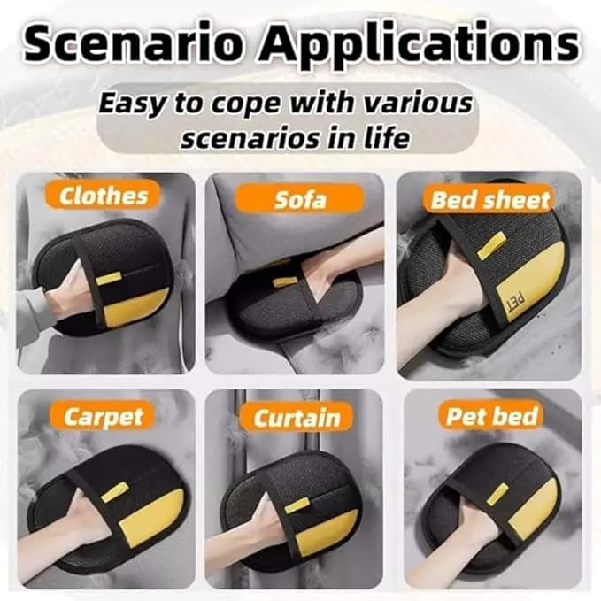 Pet Hair Removal Glove for Dogs & Cats –3Pcs– Reusable Electrostatic Grooming Mitt for Dogs & Cats, 5-Finger Pet Hair Remover for Furniture, Couch, Carpets, Clothing & Laundry