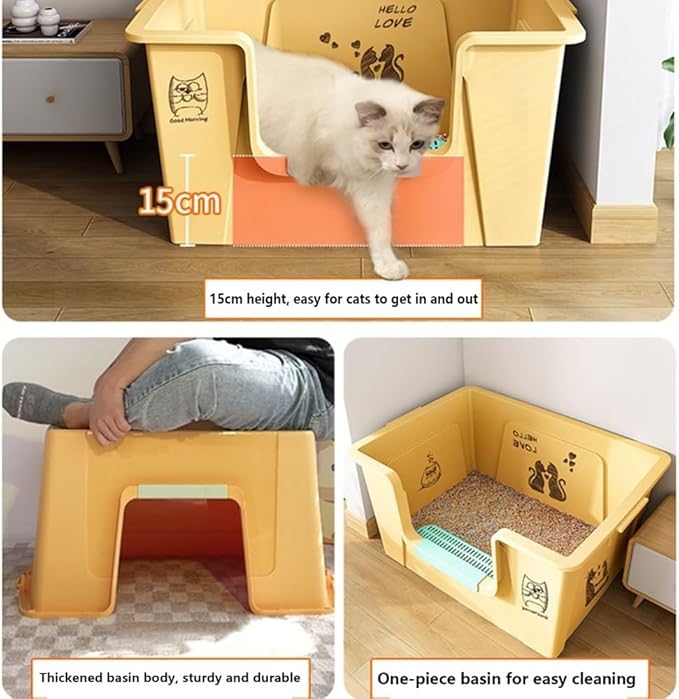 Pet Supplies, Litter Box for Large Cats,High Sides, Anti-Splash, Multi-Cat Use