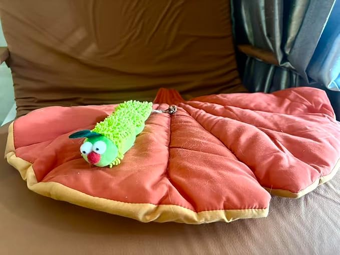 LZYDD Leaf Cozy Dual-Use Mat Cat Bed Sofa Protector with a Catnip Caterpillar Self-Play Cat Toy Set