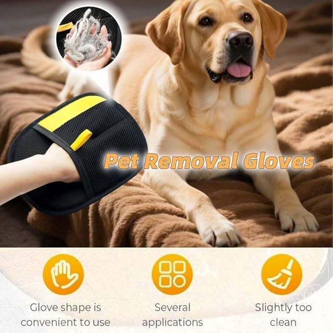 Viorane Pet Hair Removal Glove, 2025 New Pet Hair Remover Electrostatic Gloves for Cat & Dogs Reusable Double Pet Hair Removers Glove for Washing, Hair Removal (2PCS)