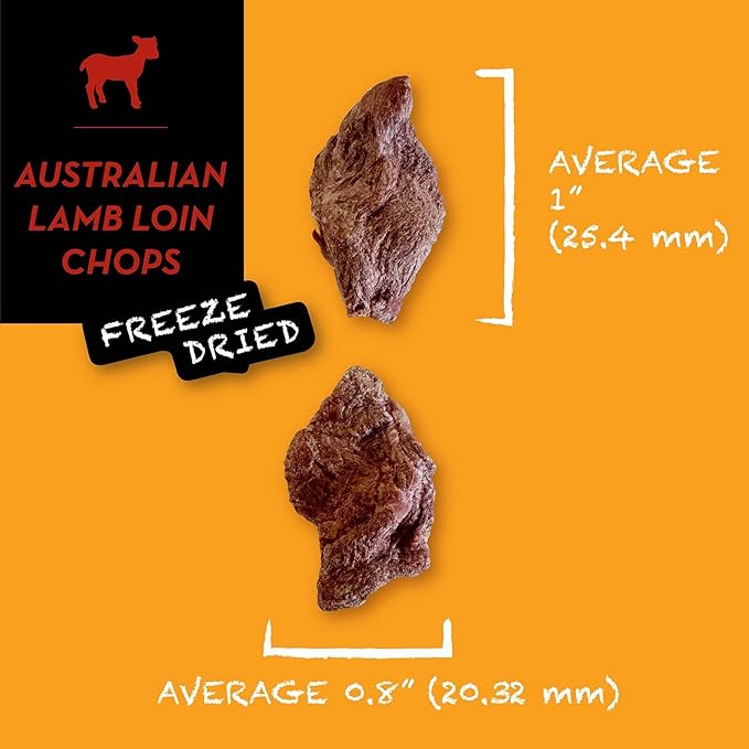 SIMBA'S WAY -Freeze Dried- RAW Australian Lamb LOIN CHOPS Dog and Cat Treats, Pasture-Raised, Grass-Fed, Human Grade, Single Ingredient, All Natural, Grain-Free, Made in The USA. [3 .oz] [2 PK]