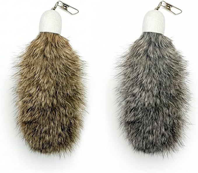 2 Pack Natural Rabbit Fur Cat Toy Refills – Silent Interactive Cat Toys for Indoor Cats, Handmade Replacement Heads with Secure Connector for Cat Wand Toys