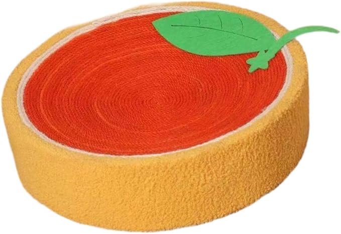 Round Sisal ing Board Cat Bed,Furniture Protection,Cat Nest Scratcher Bowl Fruit Scratch Board for Cat Kitty, Orange