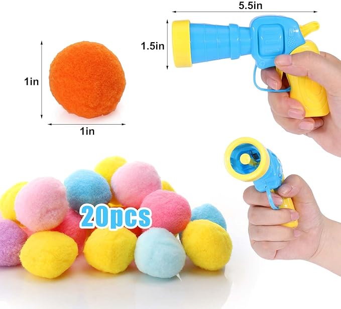 Aiersa Cat Toy Ball Launcher, Plush Ball Shooting Gun with 20 Pom Pom Balls, Interactive Indoor Cat Fetch Toy