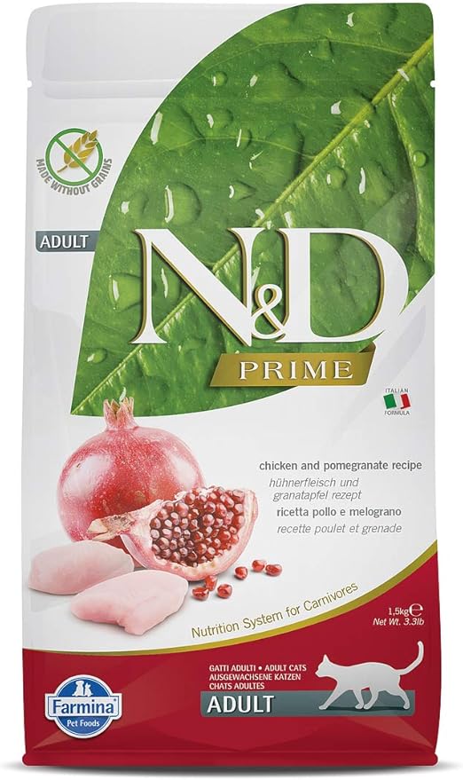 Farmina Natural And Delicious Chicken And Pomegranate Grain-Free Formula Dry Cat Food, 3.3 Pound Bag