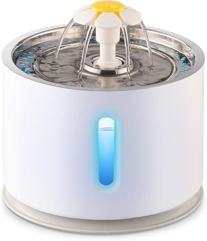 ELEOPTION Cat Fountain Stainless Steel Cat Dog Water Dispenser with Filters, 81oz/2.4 L Automatic Electric Water Bowl, Drinking Fountain for Dogs, Cats, Multiple Pets