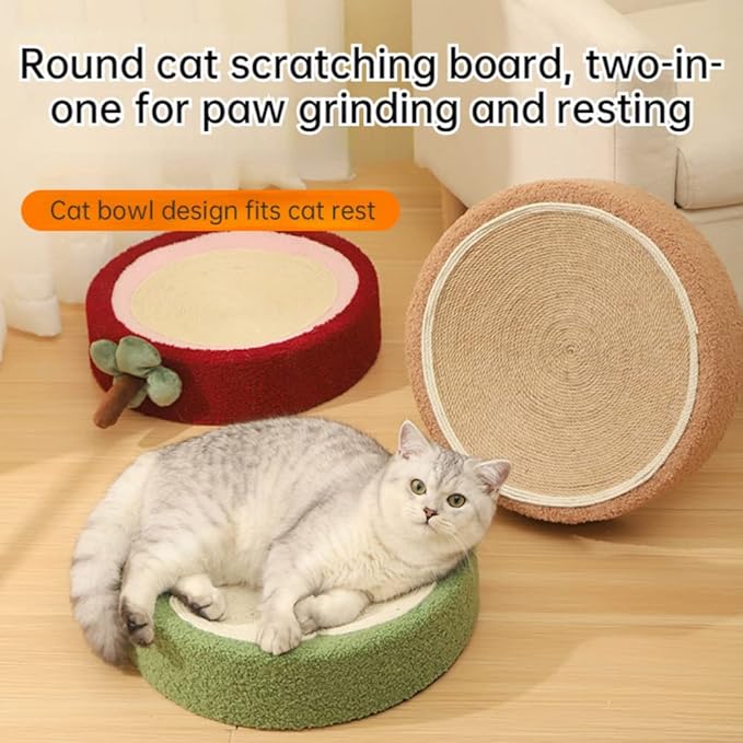 Cute Cat Scratch Bed, Multifunctional 2-in-1, Durable Twine and Plush, Protects Furniture, Variety of Colors and Patterns