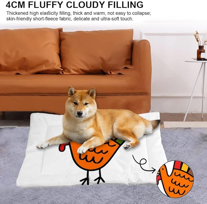 Thanksgiving Craft Turkey Cat Pads Dog Anti- Slip Mat Dog Car Mat Tough Beds Non- Slip Bottom Pet Friendly Furniture Multi- Scenario Cage Gift Printed Big Beds 36× 24 Inch