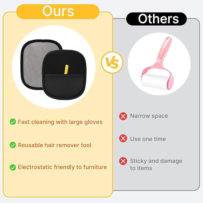 Pet Hair Removal Glove for Cats & Dogs Thickened Strong Pet Hair Remover Glove Reusable Electrostatic Pet Hair Magic Brush Washable De-Shedding Gloves for Couch Clothing Carpet Furniture Seats (2 pcs)
