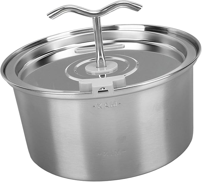 Dog Bowl Fountain, Cat Water Fountain Stainless Steel Pet Water Dispenser 3.2L Large Capacity Double Spout Automatic Filtration Watering Dish for Pet 4.33x5.2in