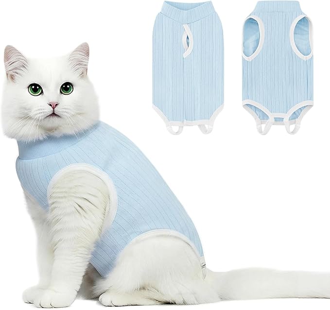 Coppthinktu Cat Recovery Suit for Female Cats After Spay, Breathable Cat Onesie Kitten Onesie Bodysuit, Cat Surgery Recovery Suit for Abdominal Wounds Anti Licking E-Collar Alternative