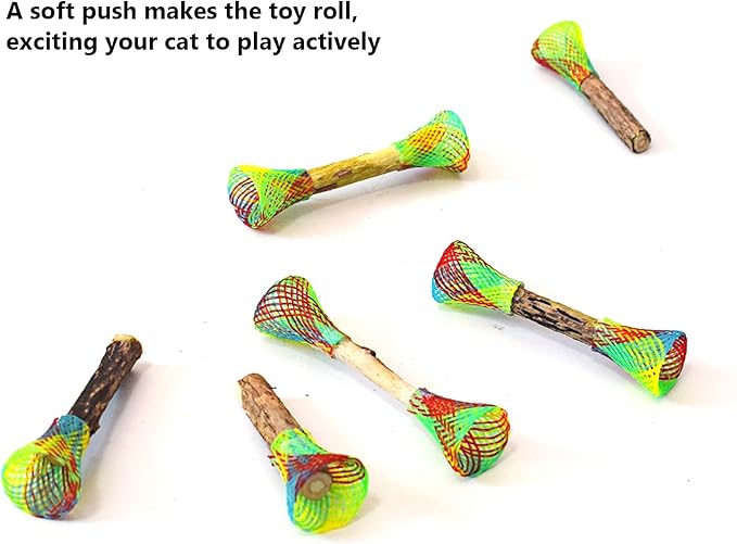 IUHKBH Cat Fun Tubes with Silvervine Sticks, 6 PCS Spring Toy Mesh Tubes Kitten Toys Self-Play Interactive Cat Toys for Swatting, Biting, Hunting & Chewing